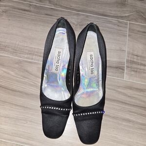 Sacha Too black satin and leather Shoes